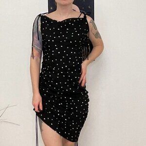 Lioness Heart Print String Along Mini Dress Sleeveless Size XXS Black